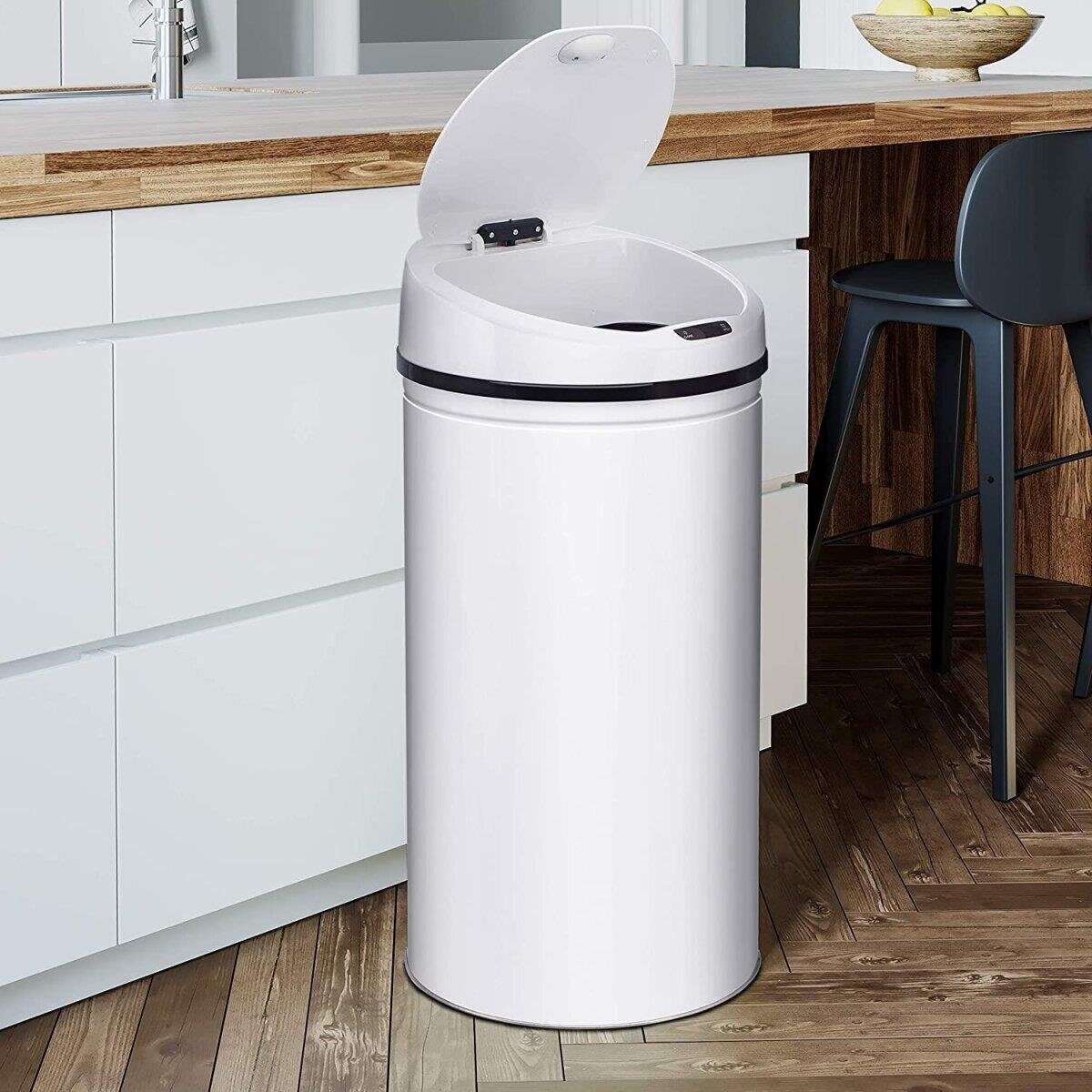 Ribelli Edelstahl Mülleimer - Abfalleimer mit Sensor - automatisches Öffnen und Schließen 60L weiß