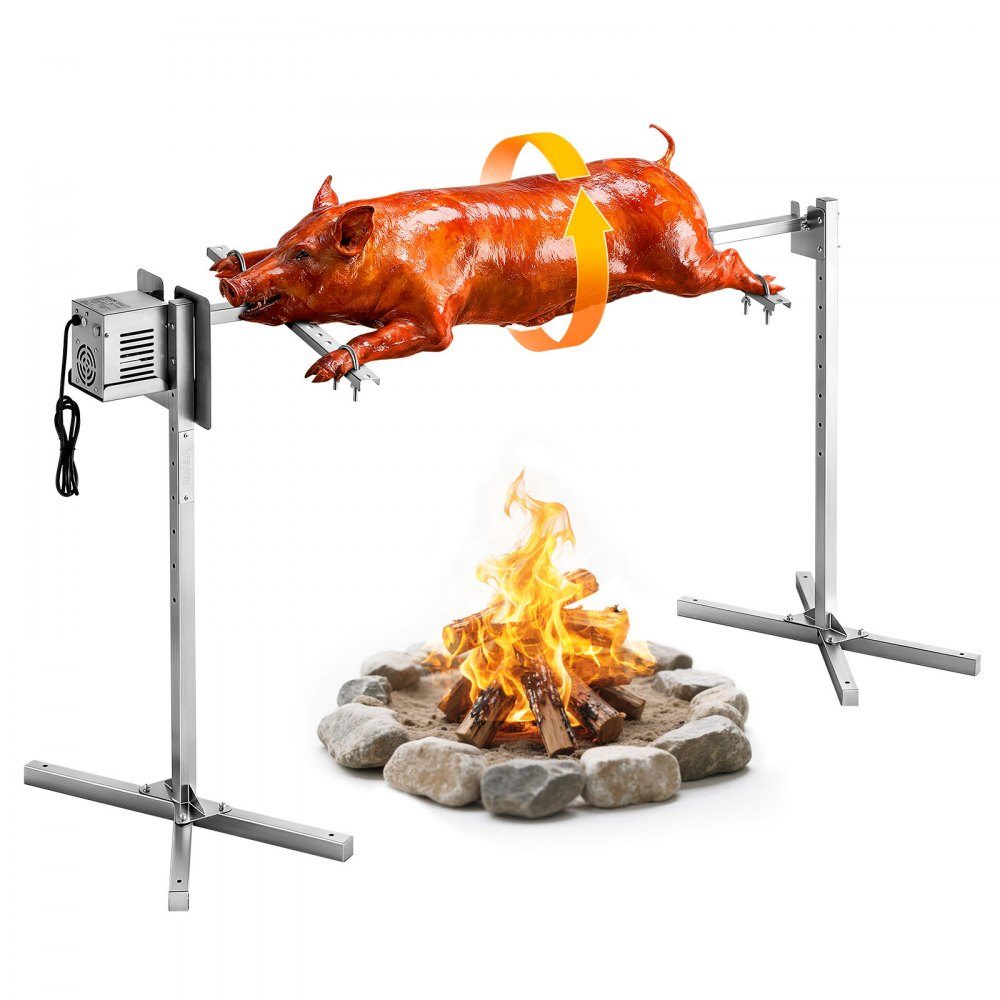 Suckling Pig Grill, Lamb Grill, Spit Roast Grill, 1321mm Rotisserie Grill, AC 220-240V, 8 Stage Electric Rotisserie Grill Set with 60kg Load Capacity, 38W Motor Grill Set for Parties