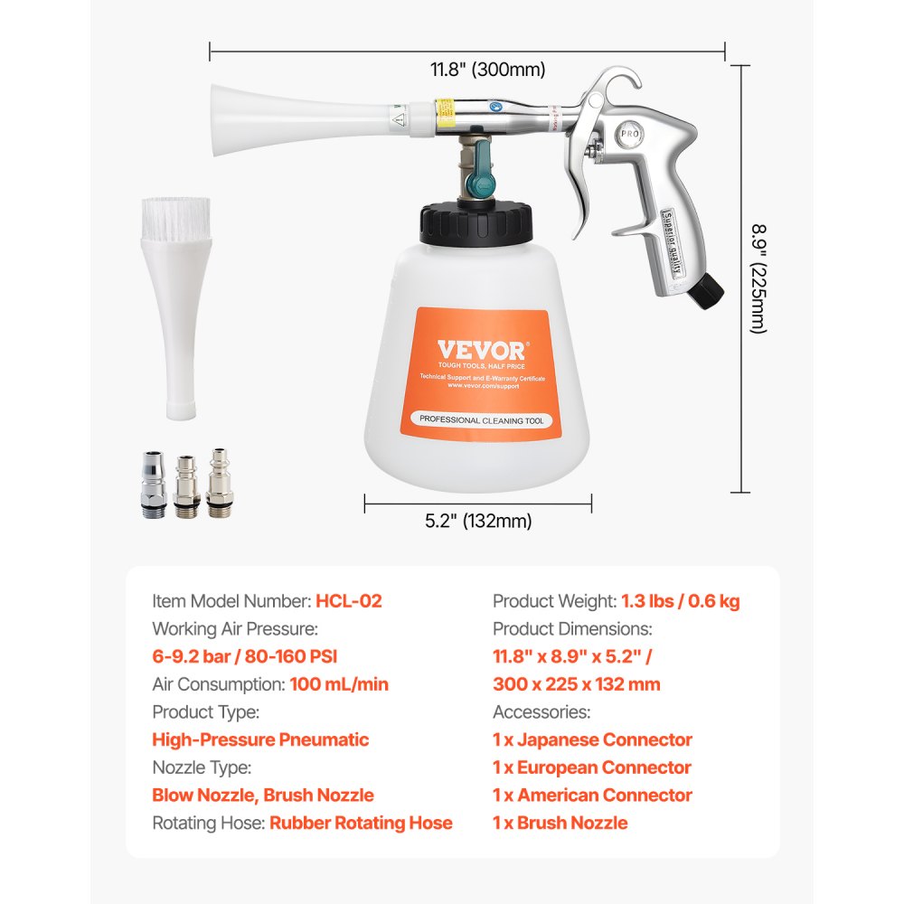 Autoreinigingspistool, 6-9,2 bar waspistool met 2 sproeiers en 1 liter vloeistoffles, Vortex-reinigingspistool, persluchtblaaspistool, compatibel met 1/4 NPT luchtcompressor Autoreinigingspistool, 6-9,2 bar waspistool met 2 sproeiers en 1 liter vloeistoffles, Vortex-reinigingspistool, persluchtblaaspistool, compatibel met 1/4 NPT luchtcompressor