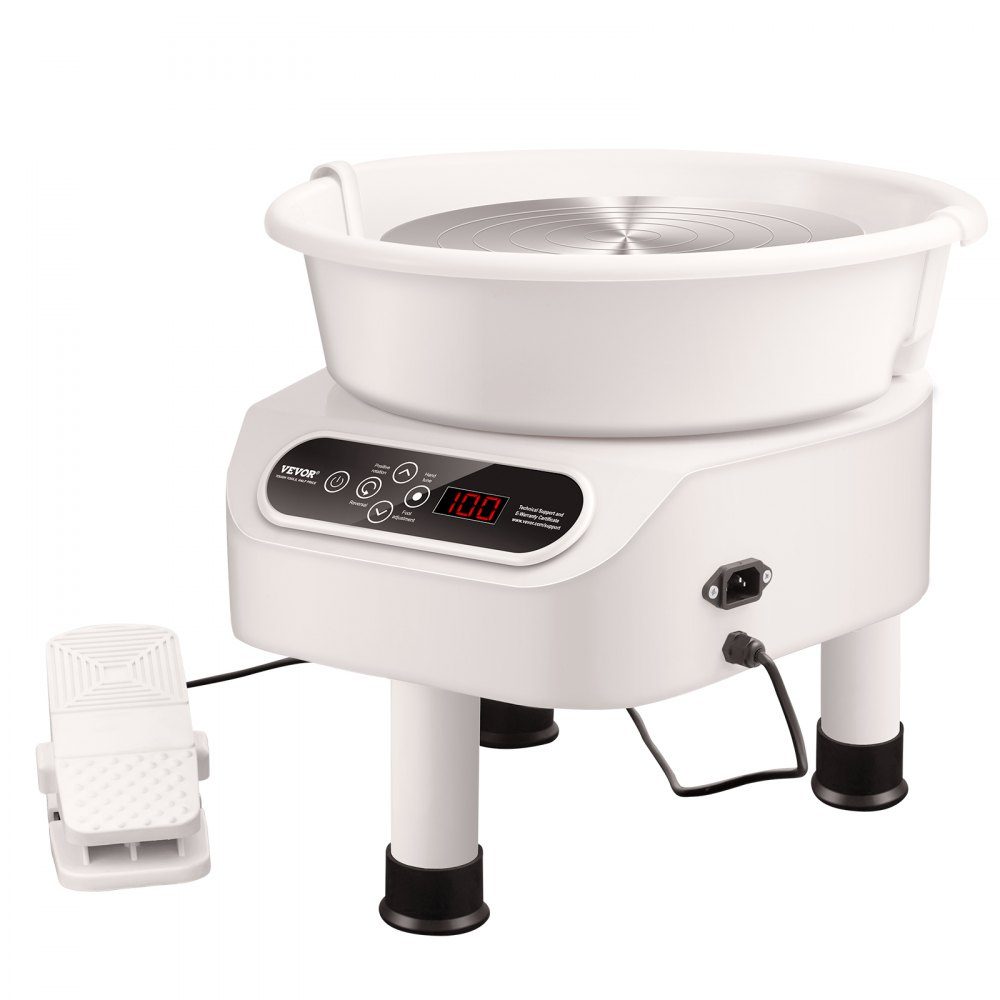 Pottery Wheel, 28cm Pottery Molding Machine, 450W Electric Pottery Wheel with Pedal and LCD Touch Screen, Direct Drive Ceramic Wheel and 3 Support Legs for DIY, White