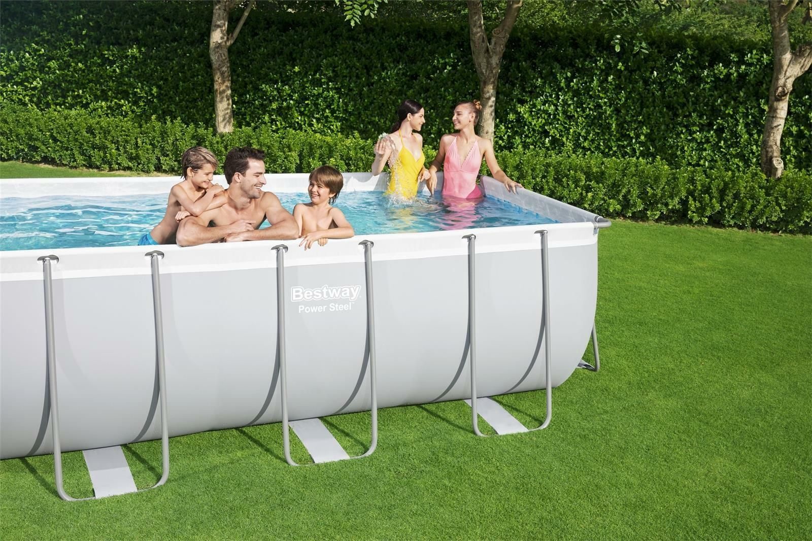 Bestway Power Steel Frame Pool Set Pumpe quadratisch grau 412 x 201 x 122 cm
