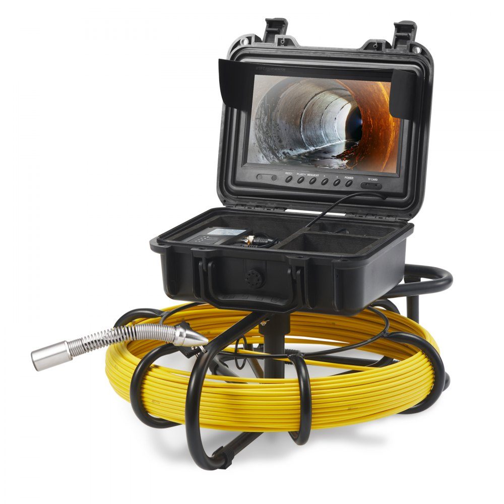 Sewer Camera 50m 23cm Screen Pipe Inspection Camera with DVR Function IP68-Kamera with 12 Adjustable LEDs with a 16GB SD Card for Sewer Pipe Home Sewer Pipe