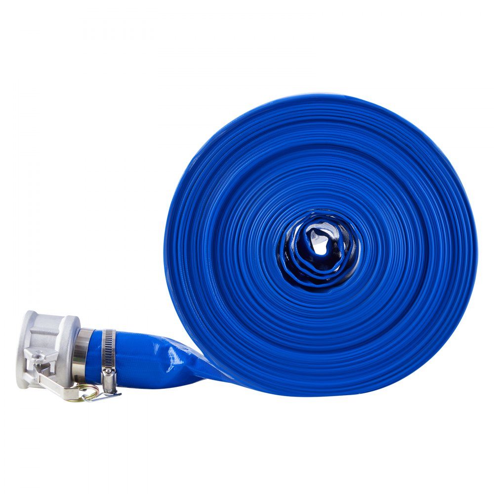 Tuyau plat Tuyau d'égout en PVC de 50,8 mm x 30 m avec colliers, camlock, connecteurs en aluminium, adapté à diverses pompes, traitement des eaux usées, transport de l'eau et à d'autres fins