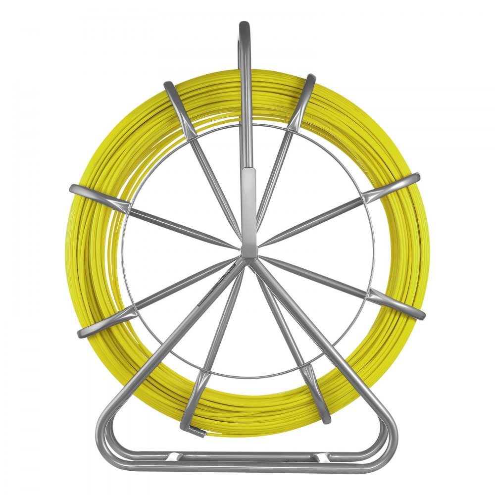 Fiberglass cable wheel 152 m Ø6.3 mm fiberglass rod, fish tape with stand, cable pulling aid with markings, cable threader, cable puller for walls & electrical installation pipes, non-conductive