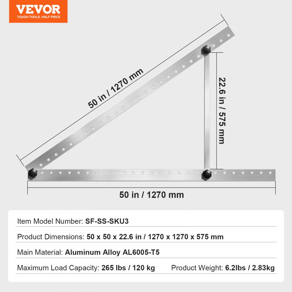 Zonnepaneelbeugels 50" 0-90° verstelbare zonnepaneelbeugels voor 100-550W zonnepanelen, lichtgewicht aluminium beugels met opvouwbare kantelpoten voor campers, daken, boten, off-grid