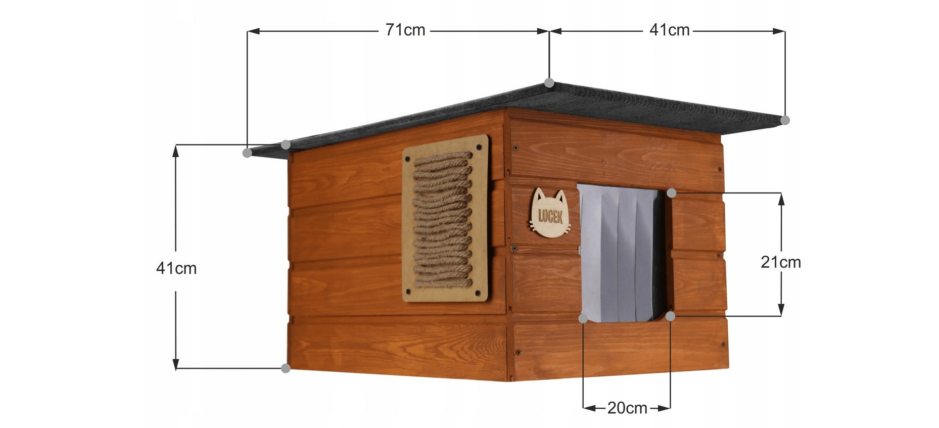 Handmade kit cat house weatherproof with name plate