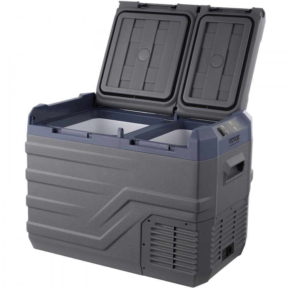 Car Fridge, 32L Portable Dual Zone Freezer, 12V Car Fridge, Adjustable Range from -4℉ to 68℉, 12/24V DC and 100-240V AC Compressor Cooler for Camping, RV