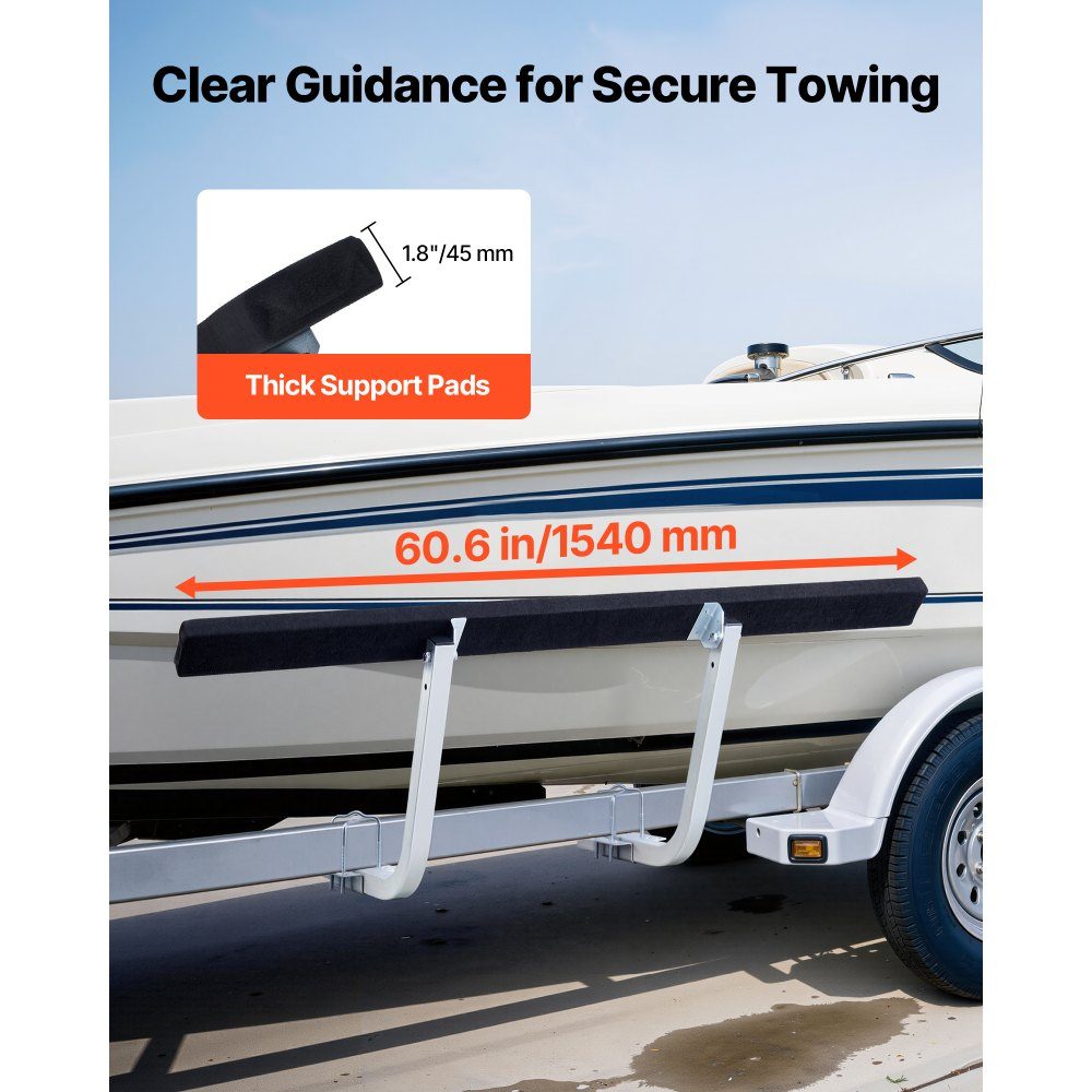 Boat trailer guide 425 mm / 475 mm (installation height), 0-18 cm adjustable, made of reinforced steel with thick support plates, for pontoon trailers with supports (L-beam/box/C-profile)