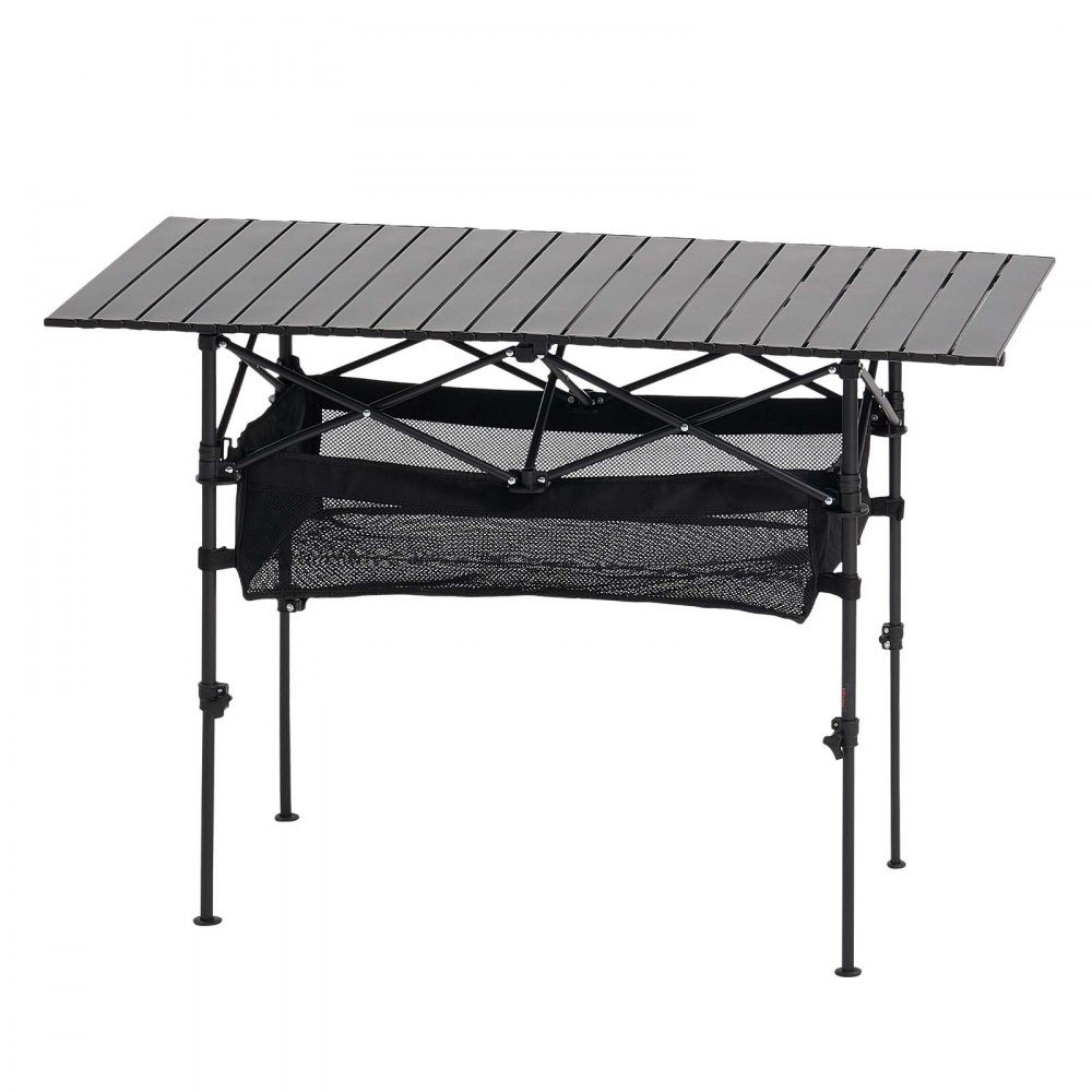 Klaptafel buffettafel draagbare universele tafel 120 cm, rechthoekige aluminium tafel (voor 4-6 personen) met verstelbare hoogte & draagtas, tuintafel campingtafel voor feestjes picknick zwart