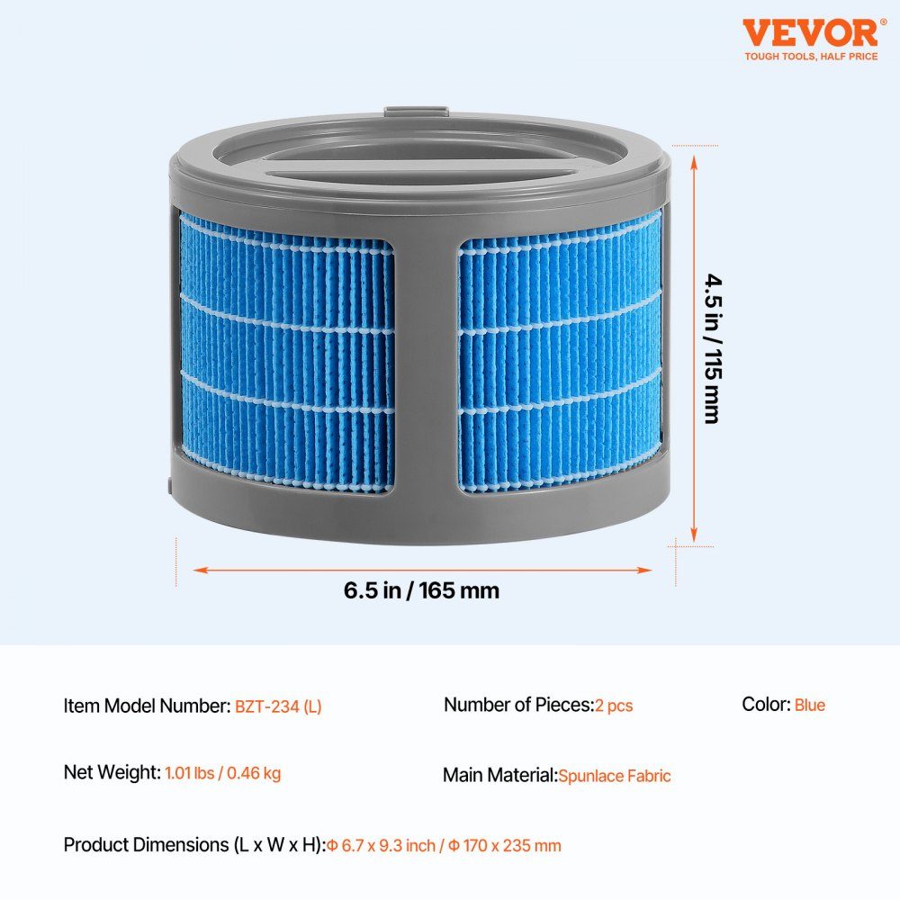 Evaporative Humidifier Replacement Filter 2 Pack Compatible with 10L (2.64g) Evaporative Humidifier Model BZT-242, Easy to Install for Longer Filter Life
