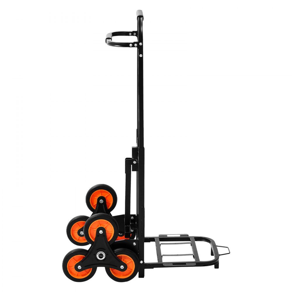 Opklapbare trappensteekwagen, steekwagen 100 kg draagvermogen, trappenklimmer met telescoopsteel, 6 wielen & 2 spanbanden, transportwagen, trappenwagen, stapelwagen voor huishouden, boodschappen & opslag