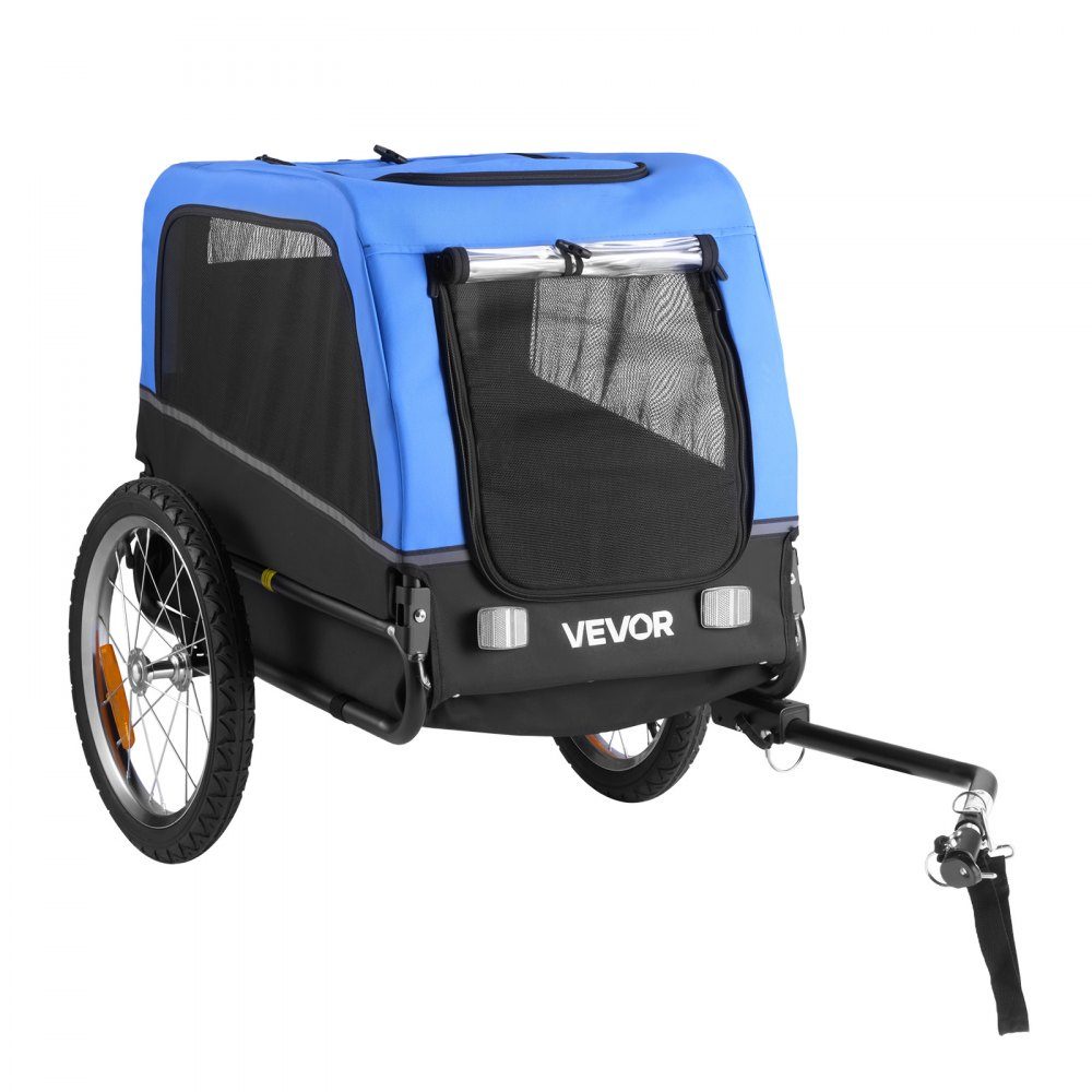 Dog trailer, supports up to 30 kg, bicycle trailer for small and medium dogs, folding frame with quick release wheel, universal bicycle hitch, reflector, flag, internal leash