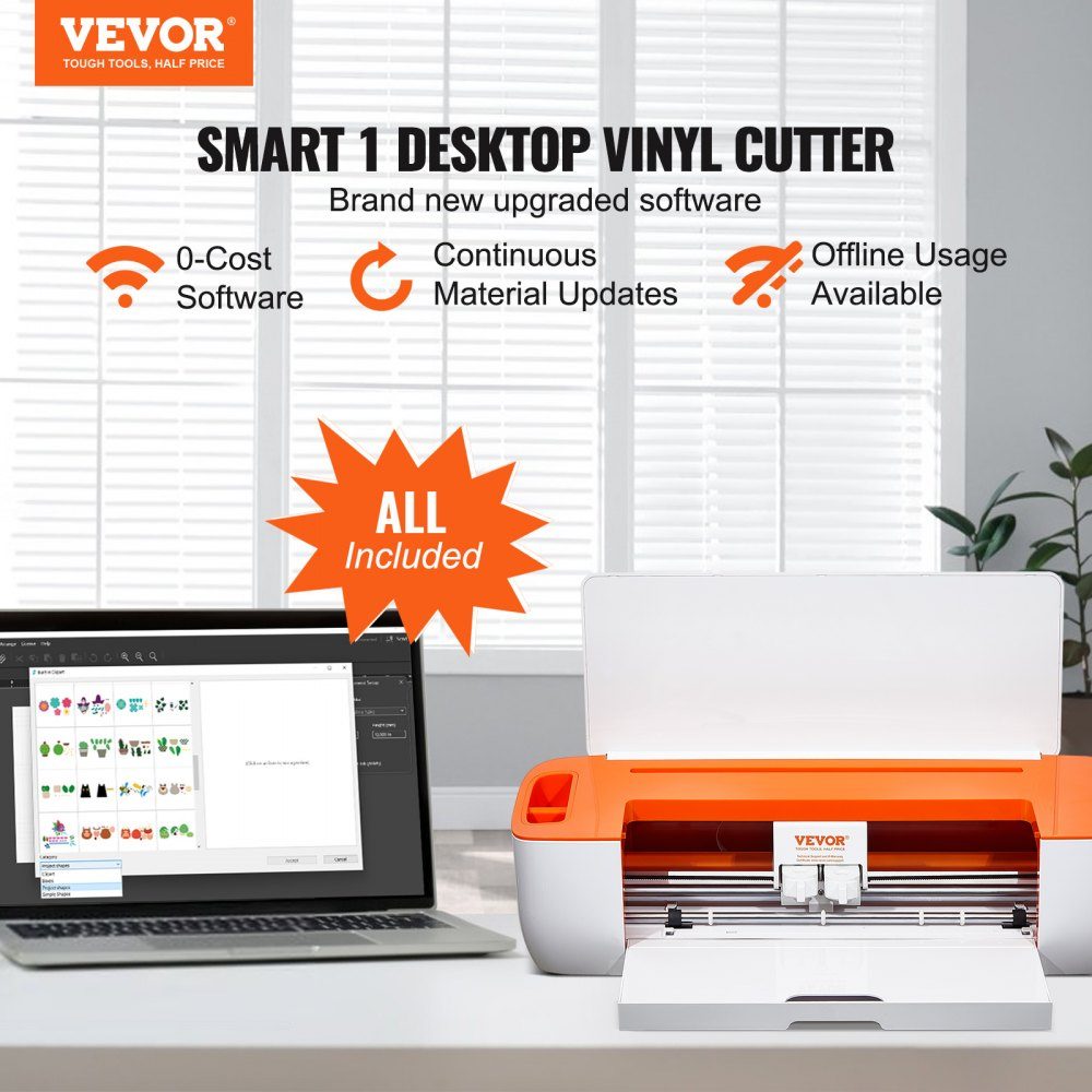 Vinylsnijmachine, doe-het-zelf-snijmachine met Bluetooth-connectiviteit, compatibel met iOS, Android, Windows en Mac, uitgebreide ontwerpen inbegrepen, aangepaste kaarten, huisdecoratie