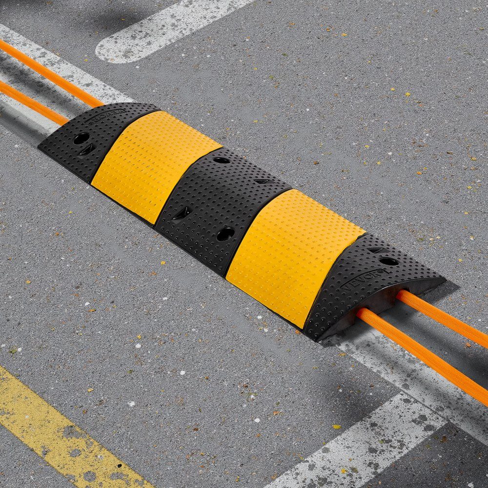 100cm Cable Bridge 9979kg Load Capacity 2 Channel Rubber Overflow Guard Trip Protection Flooring for High Threshold Areas Home Office Warehouse 2 Pack