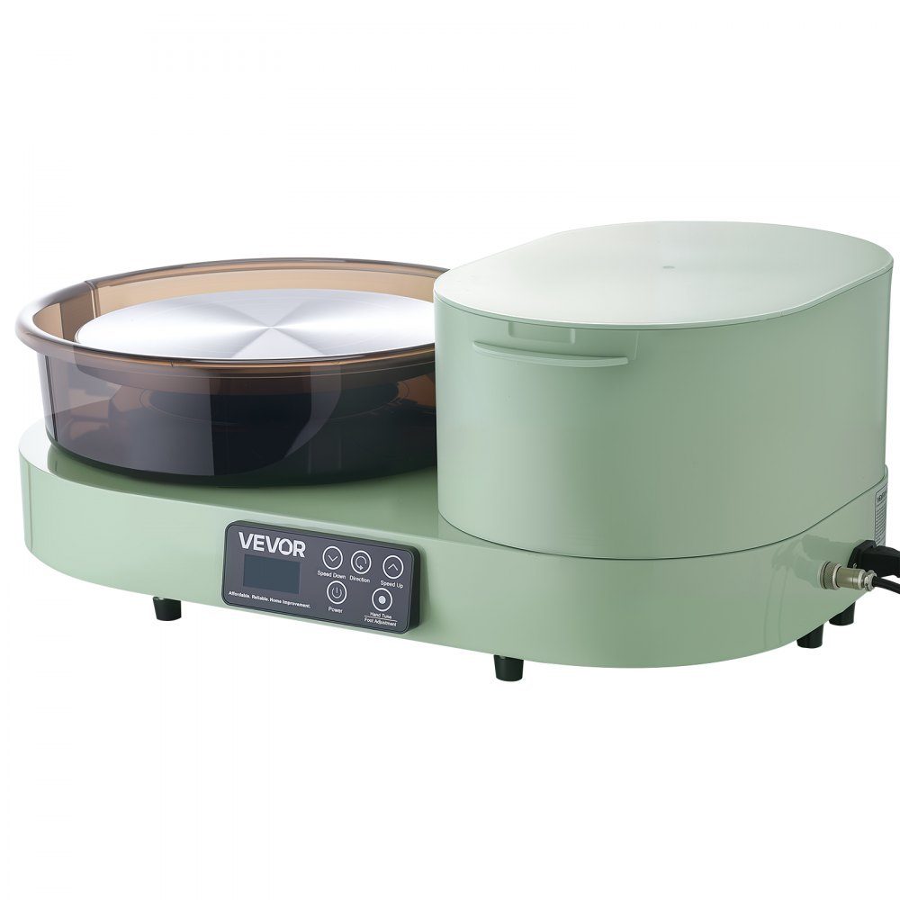 Töpferscheibe elektrisch 450 W, Töpferdrehmaschine 28 cm Drehteller (Aluminium), Töpfermaschine mit Fußpedal und 30–300 U/min einstellbarer Geschwindigkeit und Aluminiumgehäuse, für Anfänger DIY Tonkunst