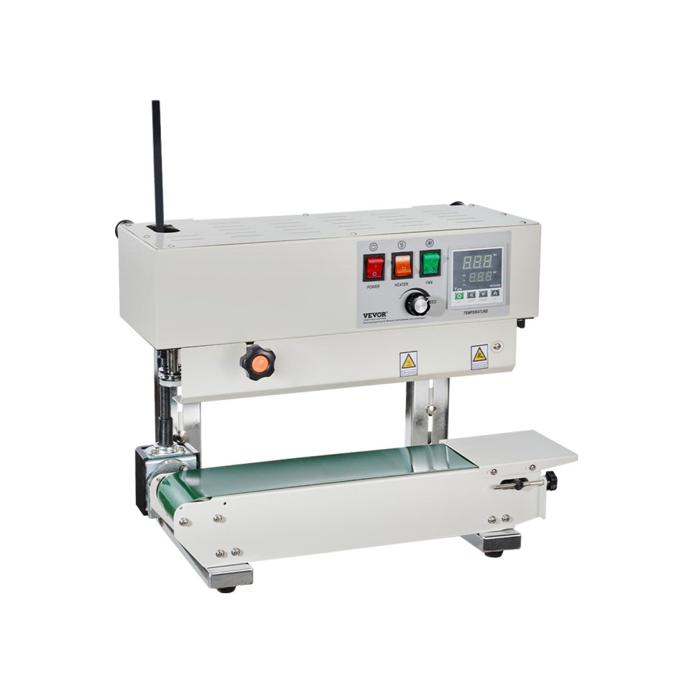 Continuous bag band sealing machine, 0.24-0.47 inch/6-12mm sealing width, vertical band sealing machine with digital temperature control, carbon steel bag sealer for 0.02-0.8mm thick plastic bag films Continuous bag band sealing machine, 0.24-0.47 inch/6-12mm sealing width, vertical band sealing machine with digital temperature control, carbon steel bag sealer for 0.02-0.8mm thick plastic bag films