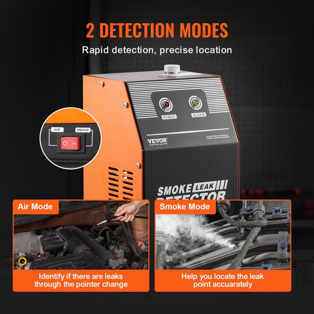 Auto Nebelmaschine, Nebelmaschine Lecksucher 8 L/min, Auto Nebelmaschine Luftmodus & Rauchmodus Zwei Modelle, Lecksucher mit Luftpumpen, Lecksucher für Nebelmaschinen freistehend