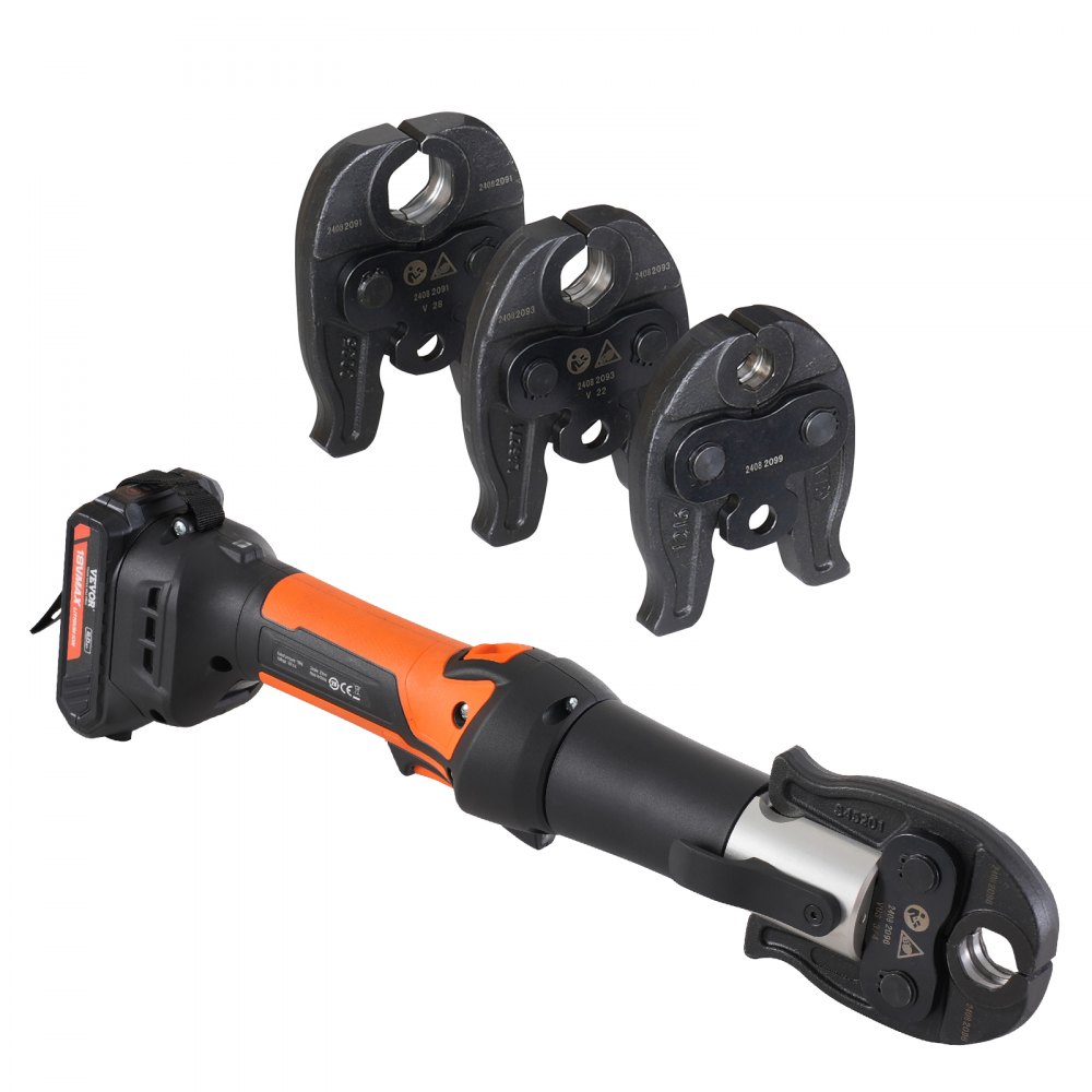 Presswerkzeug- und Batterie-Set, Rohr-Crimpzange, elektrische Rohr-Crimpzange mit V15-, V22-, V28-Backen, Presswerkzeug-Set mit 2 Stück 18 V 2,0 Ah-Batterien, Schnellladegerät und Tragetasche Presswerkzeug- und Batterie-Set, Rohr-Crimpzange, elektrische Rohr-Crimpzange mit V15-, V22-, V28-Backen, Presswerkzeug-Set mit 2 Stück 18 V 2,0 Ah-Batterien, Schnellladegerät und Tragetasche