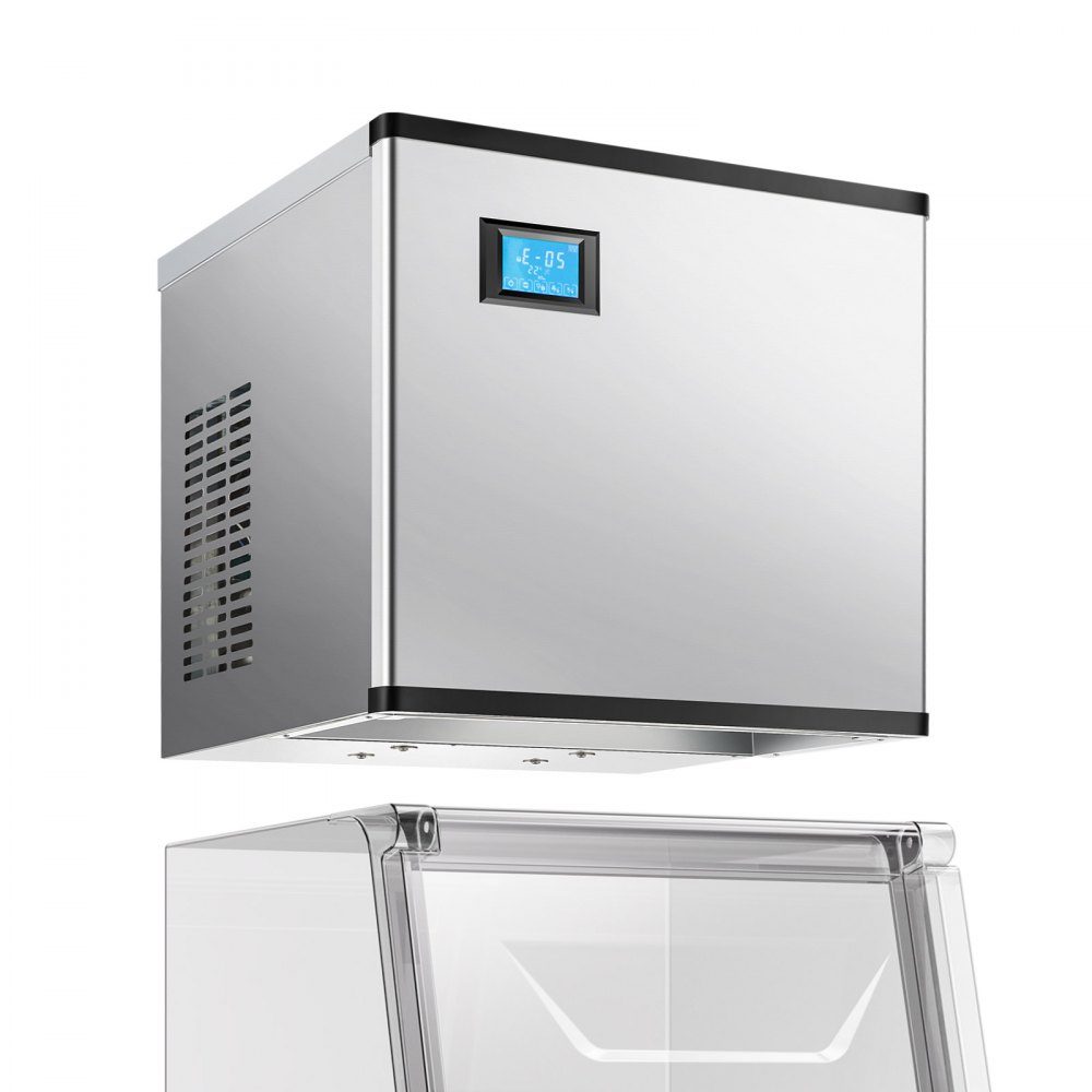 Ice maker head, commercial ice maker (head only), 136kg/day, stainless steel head + PE plastic ice maker head with intelligent control panel and one-touch cleaning