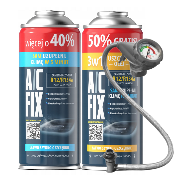 A/C FIX AC FIX 2X CZYNNIK CHŁODNICZY 3W1 PRZEWÓD GAZ R134A USZCZELNIACZ OLEJ 235G – Nr kat. HT-47697