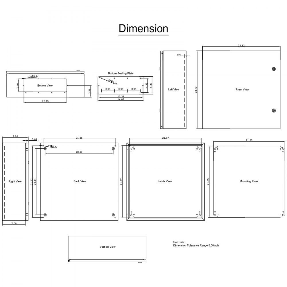 Carbon Steel Electrical Cabinet Distribution Cabinet Industrial Enclosure 60x60x20cm Switch Box IP66 & NEMA Waterproof Junction Box Electrical Box Ideal for Factories, Construction Sites, Shopping Malls etc
