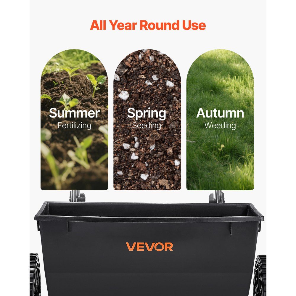 Spreader, 22.6 kg capacity, centrifugal spreader with filling funnel, 460 mm spreading width & 10 adjustment options, 25.4 cm tires, fertilizer spreader for seeds, fertilizer