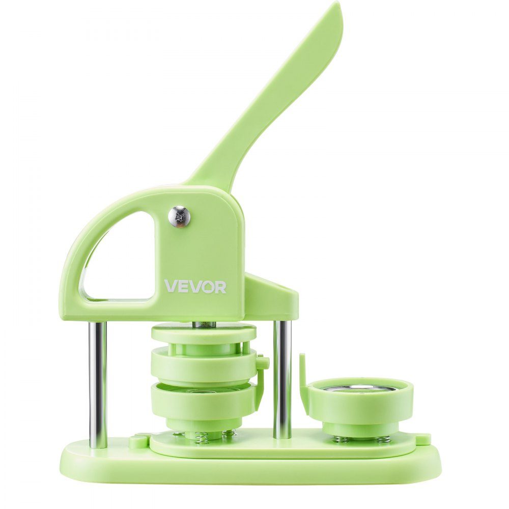 Button machine button maker machine badge punch press 58 mm round, pin maker with 100 button parts & circle cutter & reinforced ergonomic handle, DIY button press machine green
