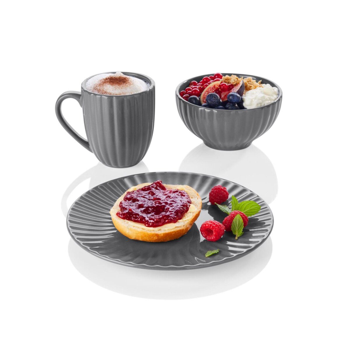 LIVARNO HOME Service de table en grès 18 pièces (gris)