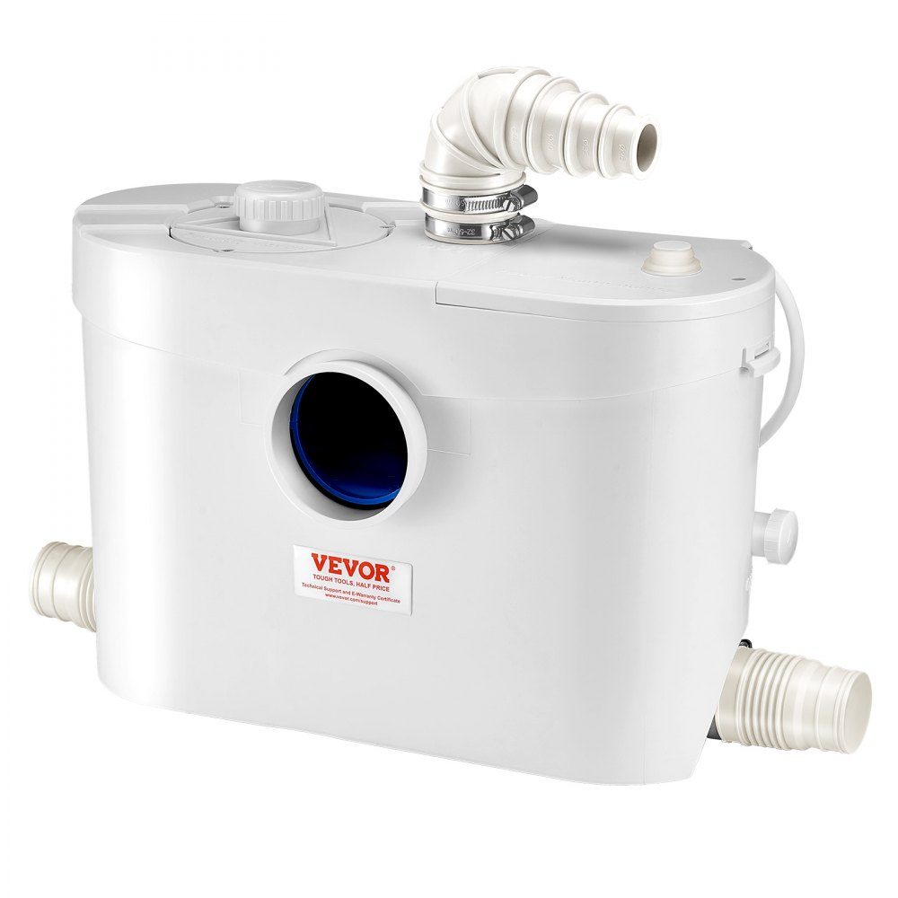 Système de relevage, 900 W, débit 180 L/min, hauteur de refoulement 12 m, système de relevage des eaux usées avec 4 arrivées d'eau, pompe eaux usées pour WC, cave, douche, lavabo, buanderie, baignoire