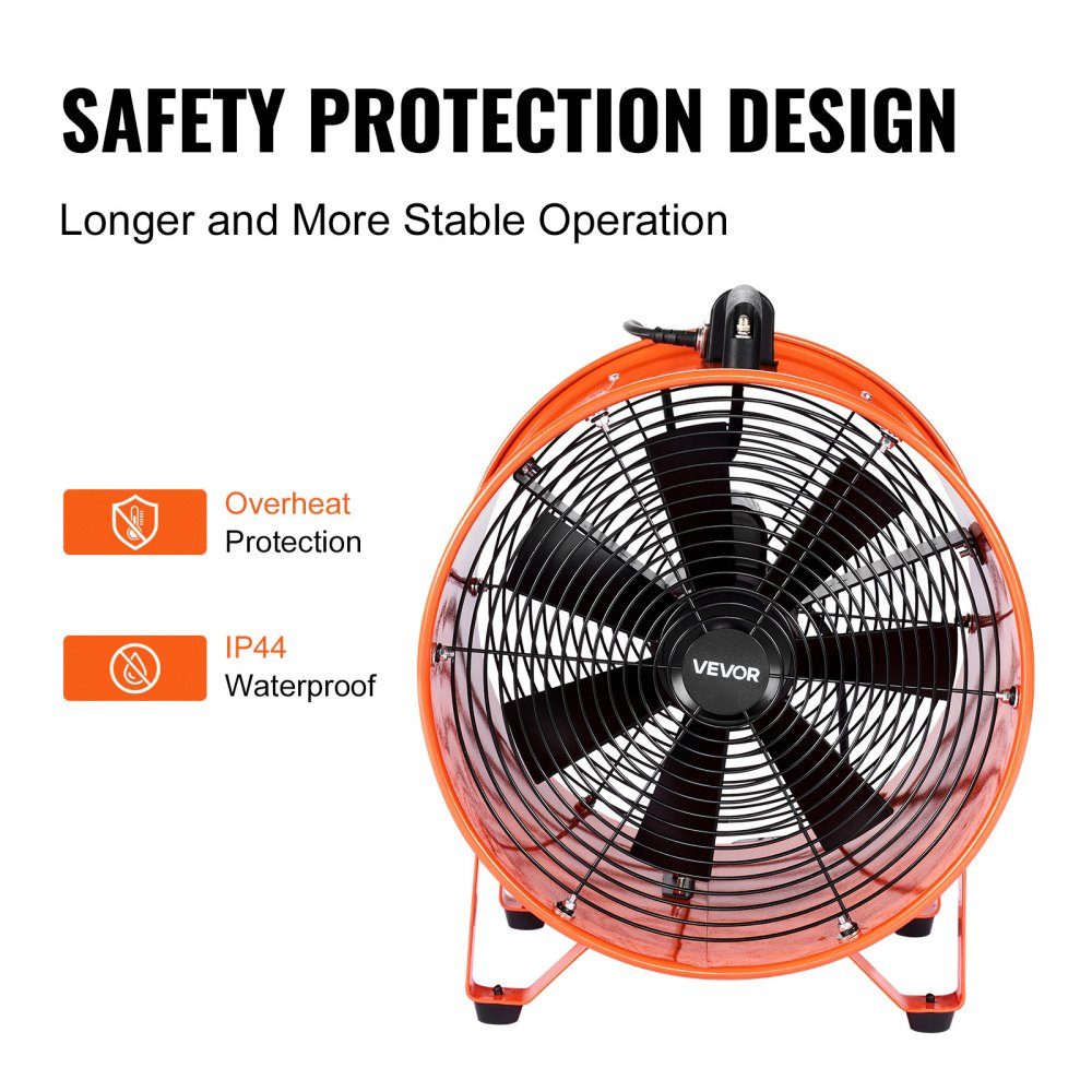 Bauventilator, 592 W AC-Motor, Bauventilator, Bauventilator, Gebläse, 5175 CFM, Axialventilator mit 2-Gang-Wechselstrommotor, 10 m Schlauch, Axialventilator, IP44, wasserdichter Industrieventilator