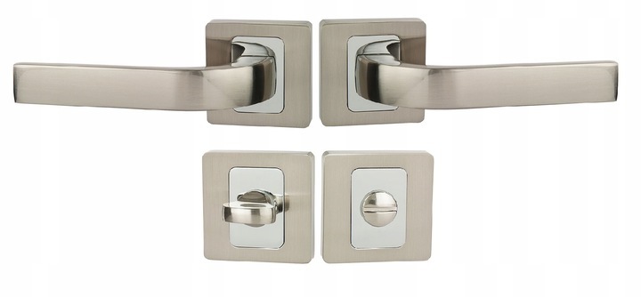 Poignée de porte intérieure avec ferme-toilette, jeu de poignées, poignée de porte, ferrure de porte, jeu de poignées de porte, mat/chromé Poignée de porte intérieure avec ferme-toilette, jeu de poignées, poignée de porte, ferrure de porte, jeu de poignées de porte, mat/chromé