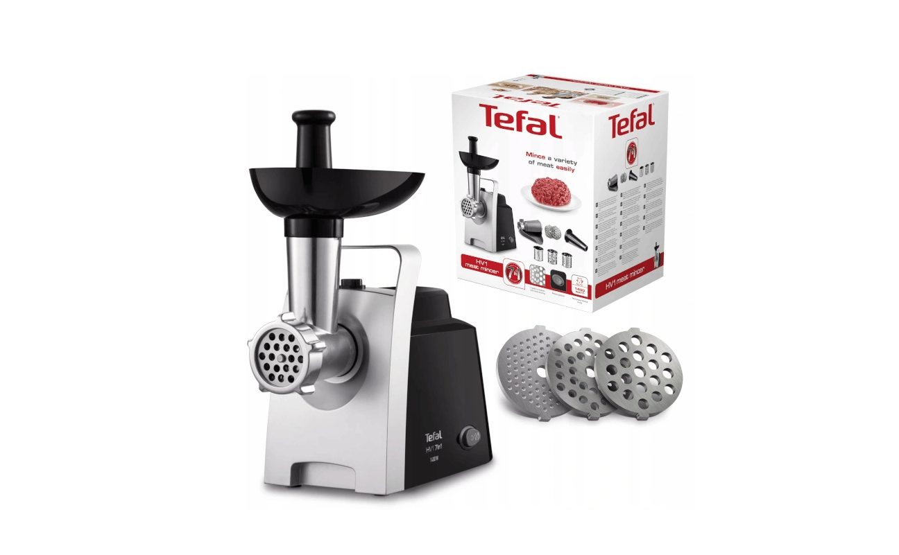 Hachoir à viande électrique Tefal avec trois râpes et trois tamis dans un ensemble, 1400 W