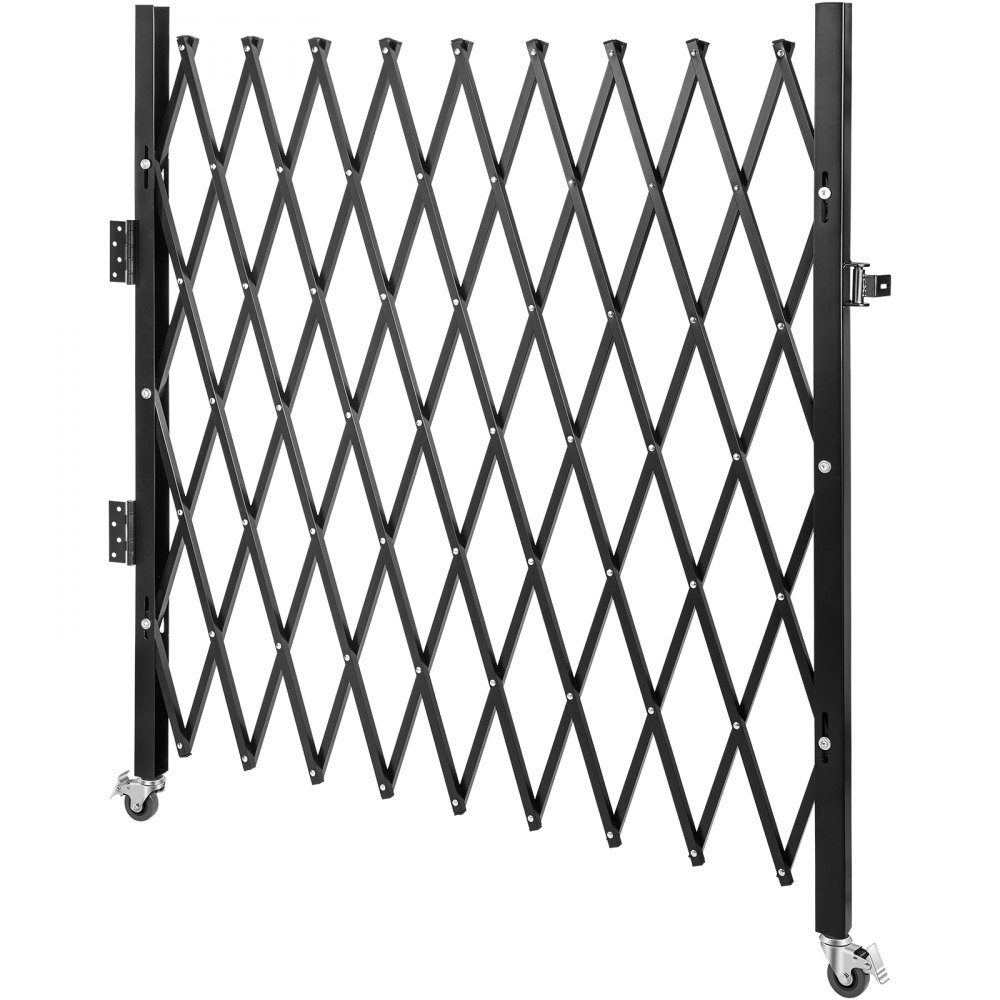 Single security gate, folding door gate, steel accordion security gate, 190×131cm (W×H) expandable security gate, 360° rolling barricade gate, scissor gate or padlocked door