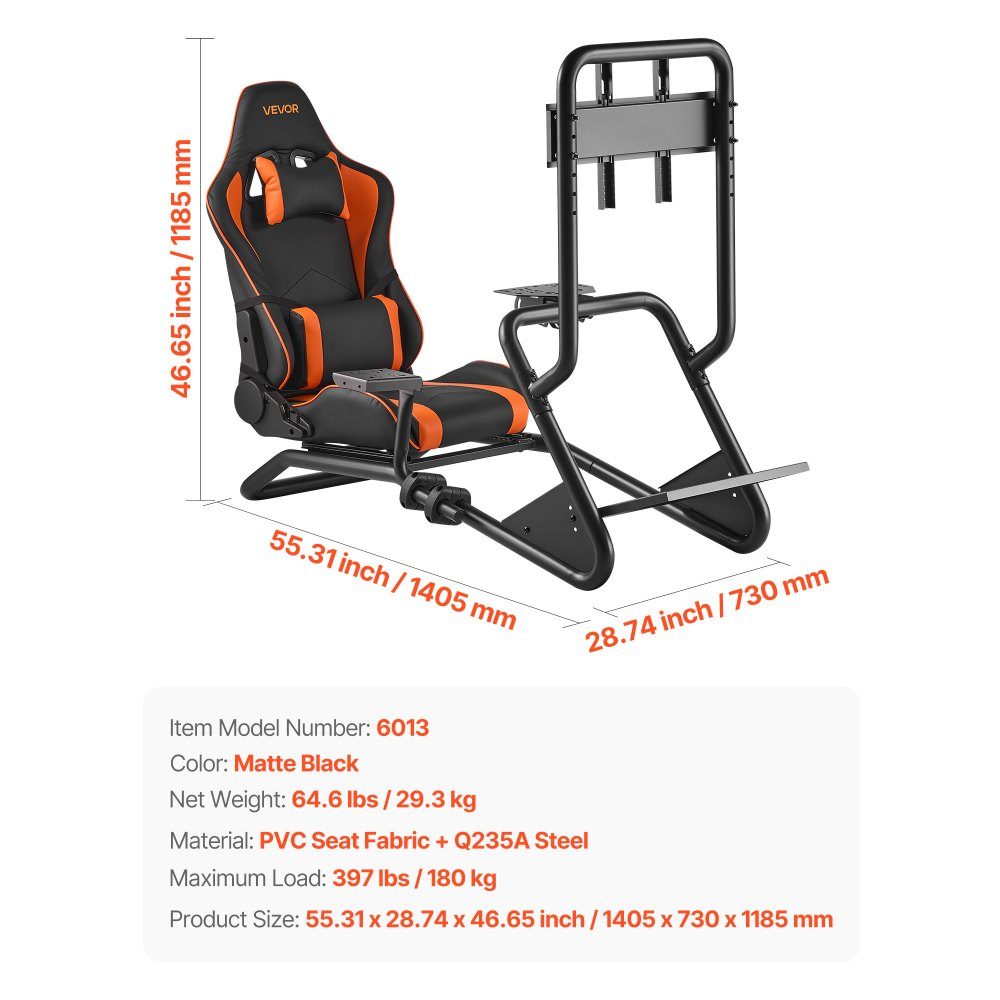 Lenkradständer, Rennradständer, Simulator-Cockpit mit Monitorständer, für Logitech G25, G27, G29, G920, G923, Thrustmaster T300RS, TX F458, T500RS, T3PA-PRO (F1/GT) und CSR-Pedale