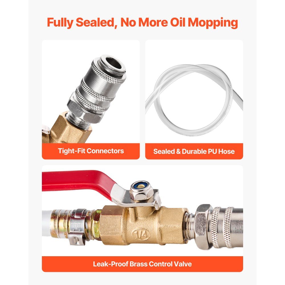 Gear Oil Pump 7.5L Capacity Manual ATF Oil Filler with 8 ATF Adapters and 120cm Outlet Oil Suction Pump with HDPE Tank for Cars and Lawnmowers