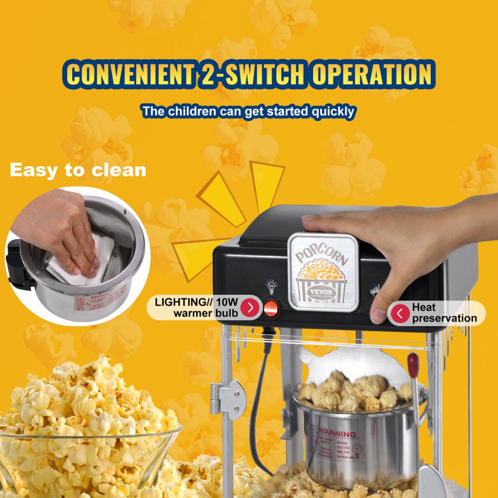 Popcorn Machine Popcorn Machine Popcorn Maker, 300W Popcorn Machine 2.5oz Kettle Makes 4Qt Per Load, Popcorn Machine with PP Door, Includes 2 Scoops and Tray, Cinema Style Black Popcorn Machine Popcorn Machine Popcorn Maker, 300W Popcorn Machine 2.5oz Kettle Makes 4Qt Per Load, Popcorn Machine with PP Door, Includes 2 Scoops and Tray, Cinema Style Black