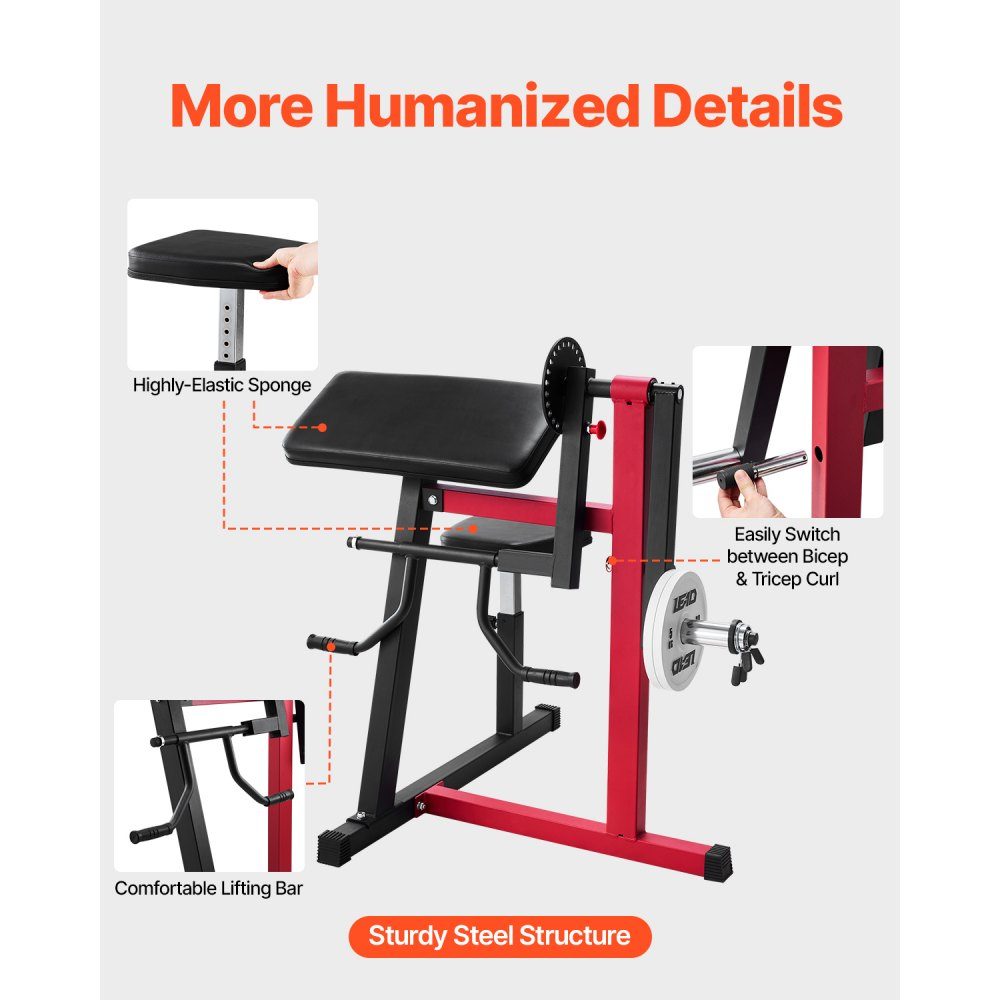 Banc de curl Preacher, banc de curl biceps 2 en 1 et machine d'extension de triceps, station de biceps isolée avec bras assis, banc de musculation, équipement d'entraînement de gymnastique à domicile