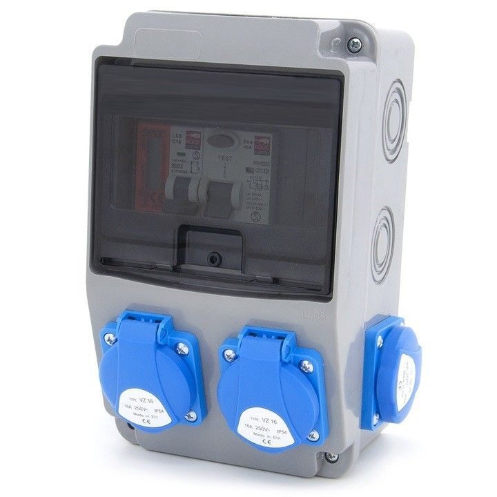 Elektrischer Wandverteiler 4 x 230 V 16 A IP54 Komplettset Baustromverteiler