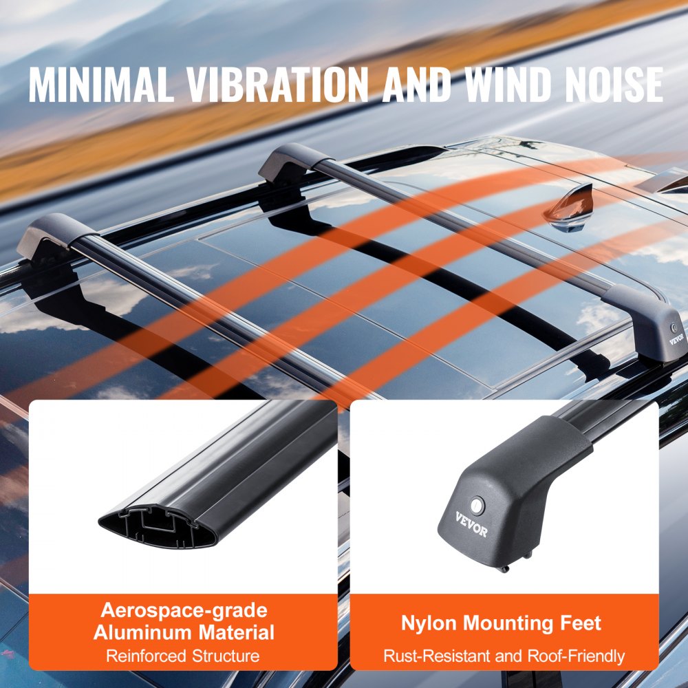Porte-bagages de toit universel pour voiture, barre transversale en aluminium, capacité de charge de 90 kg, convient pour rail latéral surélevé avec espace, convient pour une distance intérieure de la poutre de toit de 102 à 108 cm. Porte-bagages de toit universel pour voiture, barre transversale en aluminium, capacité de charge de 90 kg, convient pour rail latéral surélevé avec espace, convient pour une distance intérieure de la poutre de toit de 102 à 108 cm.