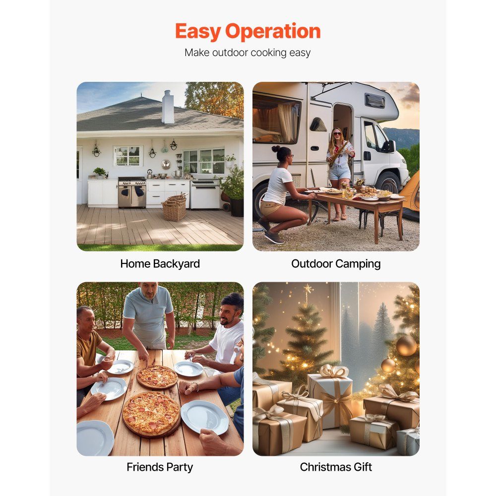 Outdoor Pizza Oven, 12" Pellet Pizza Oven, Portable Pizza Oven with Built-in Thermometer, Wood Burning Stove, Pizza Stone, Shovel and Carry Bag, Stainless Steel Pizza Maker for Garden Camping