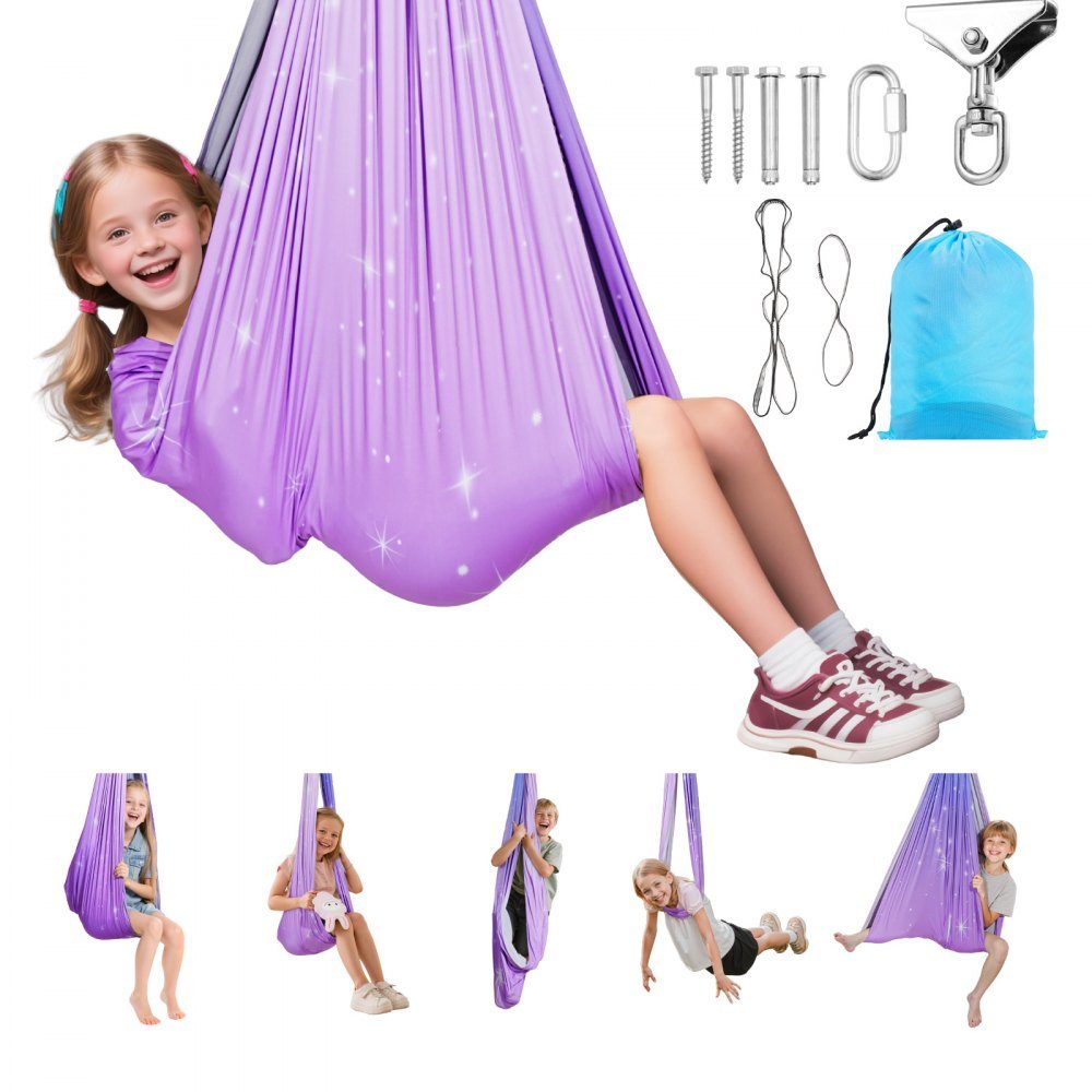 Aerial Yoga hangmatset Dubbellaags stof Aerial Yoga Swing Luchtvliegende Yoga Swing met 360° draaibare ophanging en O-sling en maximaal draagvermogen van 300 lbs Plafondschommels Roze + Blauw