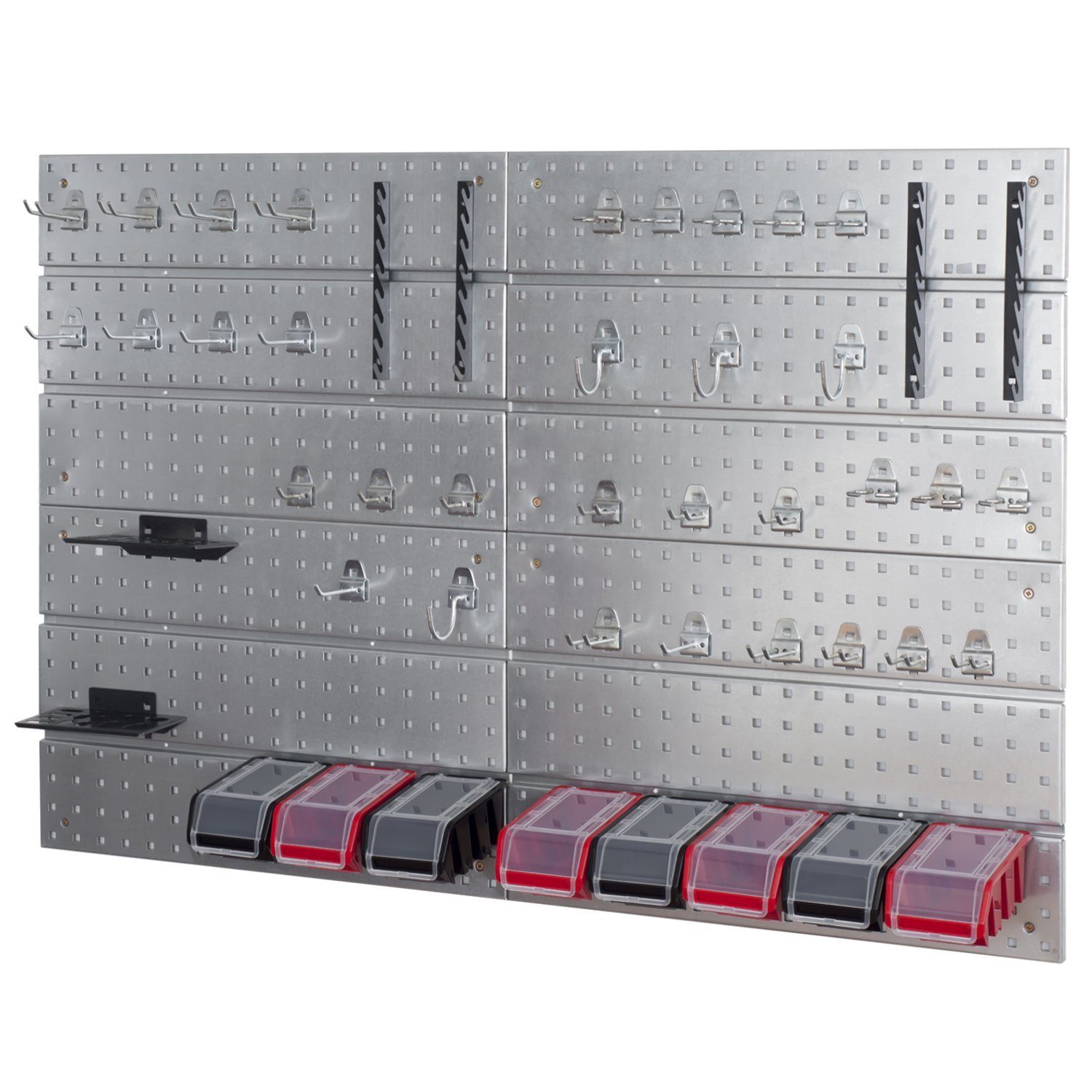 *BEST-SELLER* Ensemble mural d’outils de porte-outils en métal avec système de rangement mural perforé, étagère murale perforée pour outils, ensemble d’étagères d’atelier