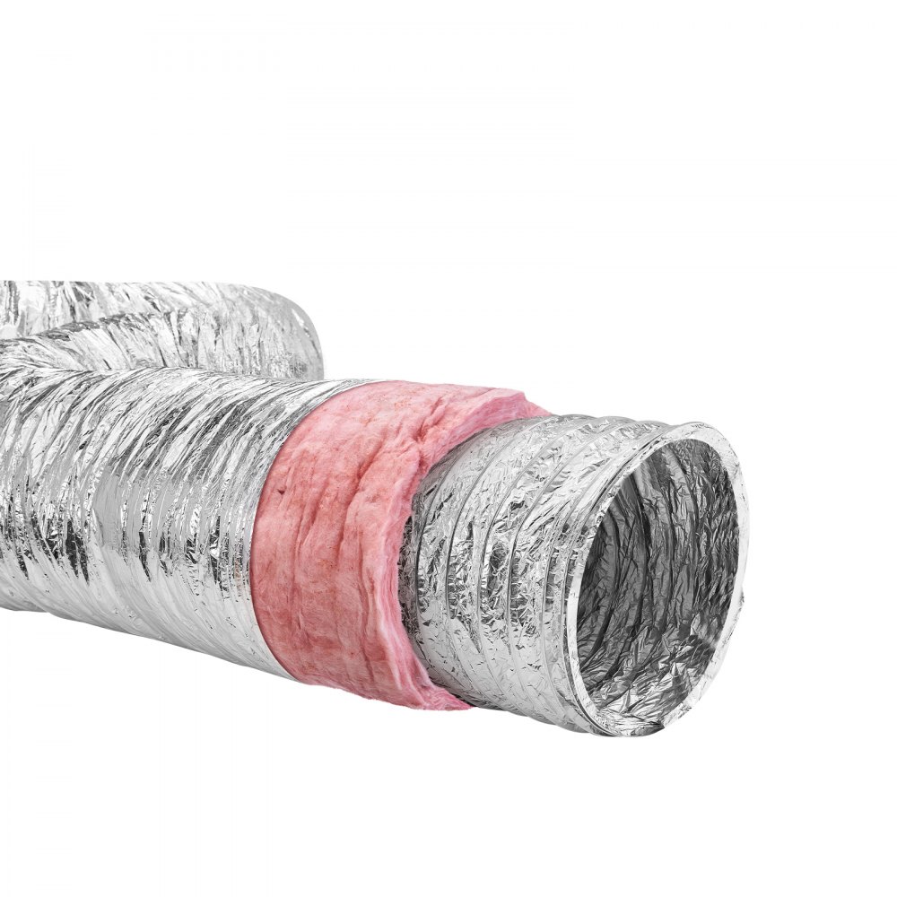 Aluminium-Flexschlauch 7620 mm langer Lüftungsschlauch Φ130 mm Aluminium-Flexrohr-Luftkanal R-6 Wärmewiderstandswert 25 mm Rohrdicke Aluminiumrohrschlauch Owens Corning Isolierwolle-Luftkanäle