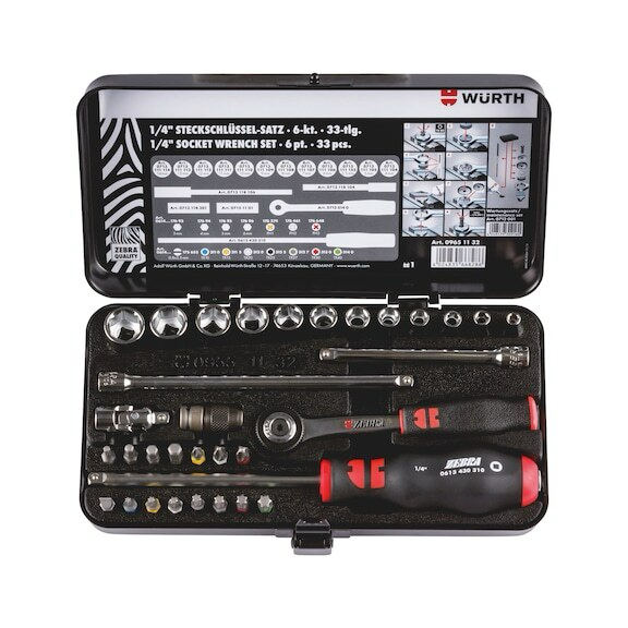 WÜRTH WURTH Assortiment de clés à douilles 1/4 pouces 6 pans 33 pièces 09651132060