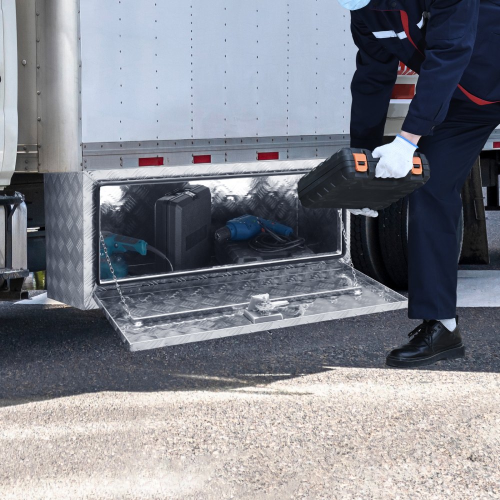 Truckbox Tool Box Trailer Box Tool Box 914x430x460mm Pickup Storage Box, Aluminum Diamond Plate Tool Box with Lock & Keys, Waterproof Trailer Storage Box Truckbox Tool Box Trailer Box Tool Box 914x430x460mm Pickup Storage Box, Aluminum Diamond Plate Tool Box with Lock & Keys, Waterproof Trailer Storage Box