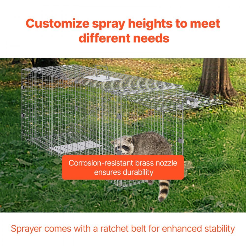 Marten Trap 1067 x 406 x 457mm Galvanized Iron Live Trap Foldable Animal Trap with Handle Wire Trap for Stray Dogs, Armadillos, Raccoons, Marmots, Foxes