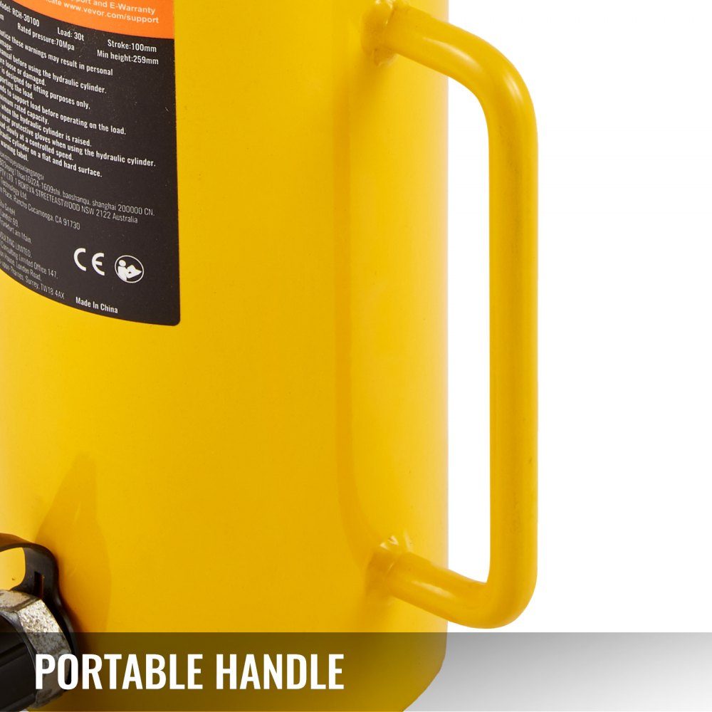 Hydraulic Cylinder Jack Capacity 30 Ton Hydraulic Cylinder 100mm Stroke Single Acting Portable Yellow Hydraulic Jack Hollow Piston Jack Hydraulic Bottle 6.9kg for Rigger Manufacturer