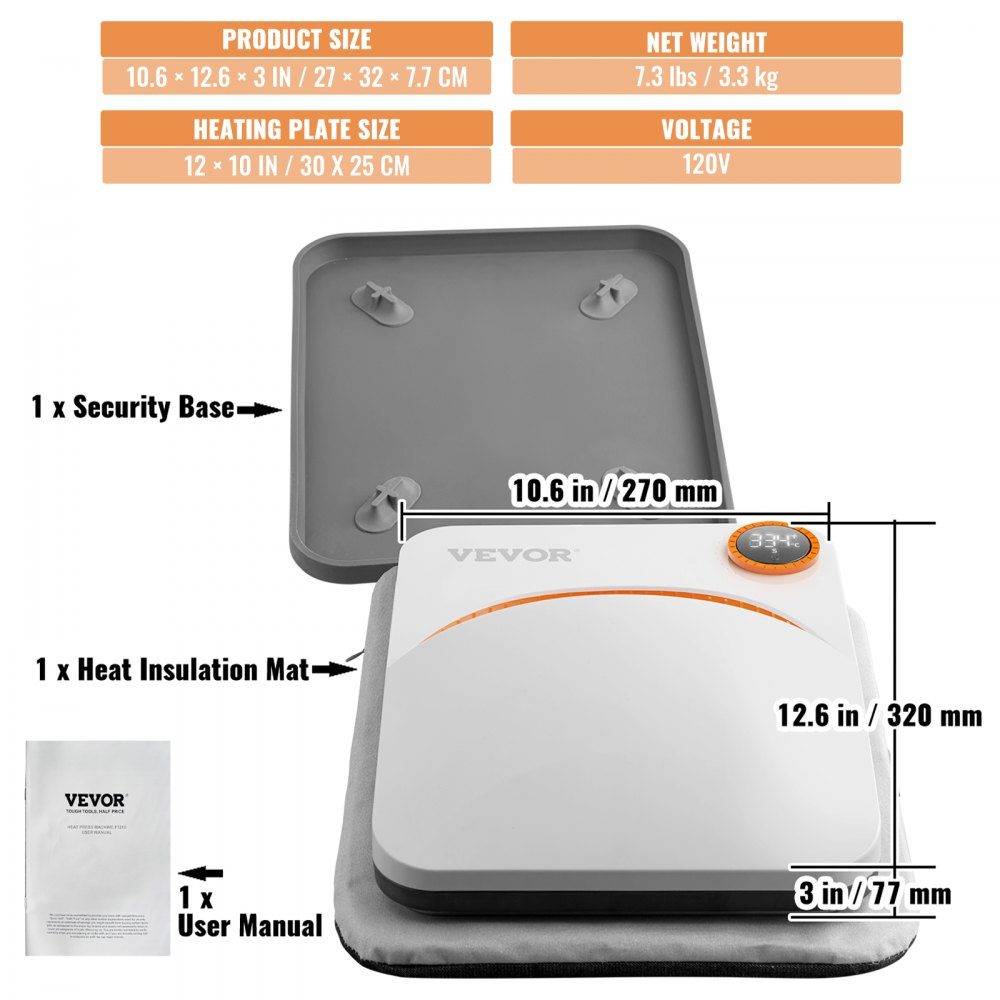 2 in 1 Mini Heat Press Machine Hot Press 12" x 10" 810W Heat Transfer for T-Shirts Coasters Cushions DIY Small Heat Press Heat Press Plotter Printing Machine Shirt Press