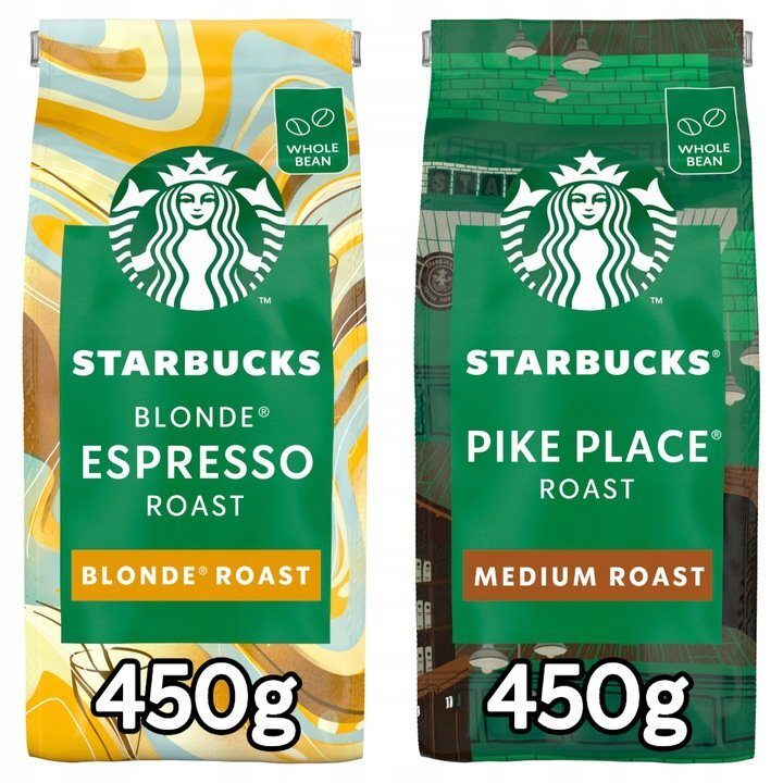Blonde geroosterde Starbucks-espressobonen 450 g + medium gebrande Starbucks-bonen 450 g