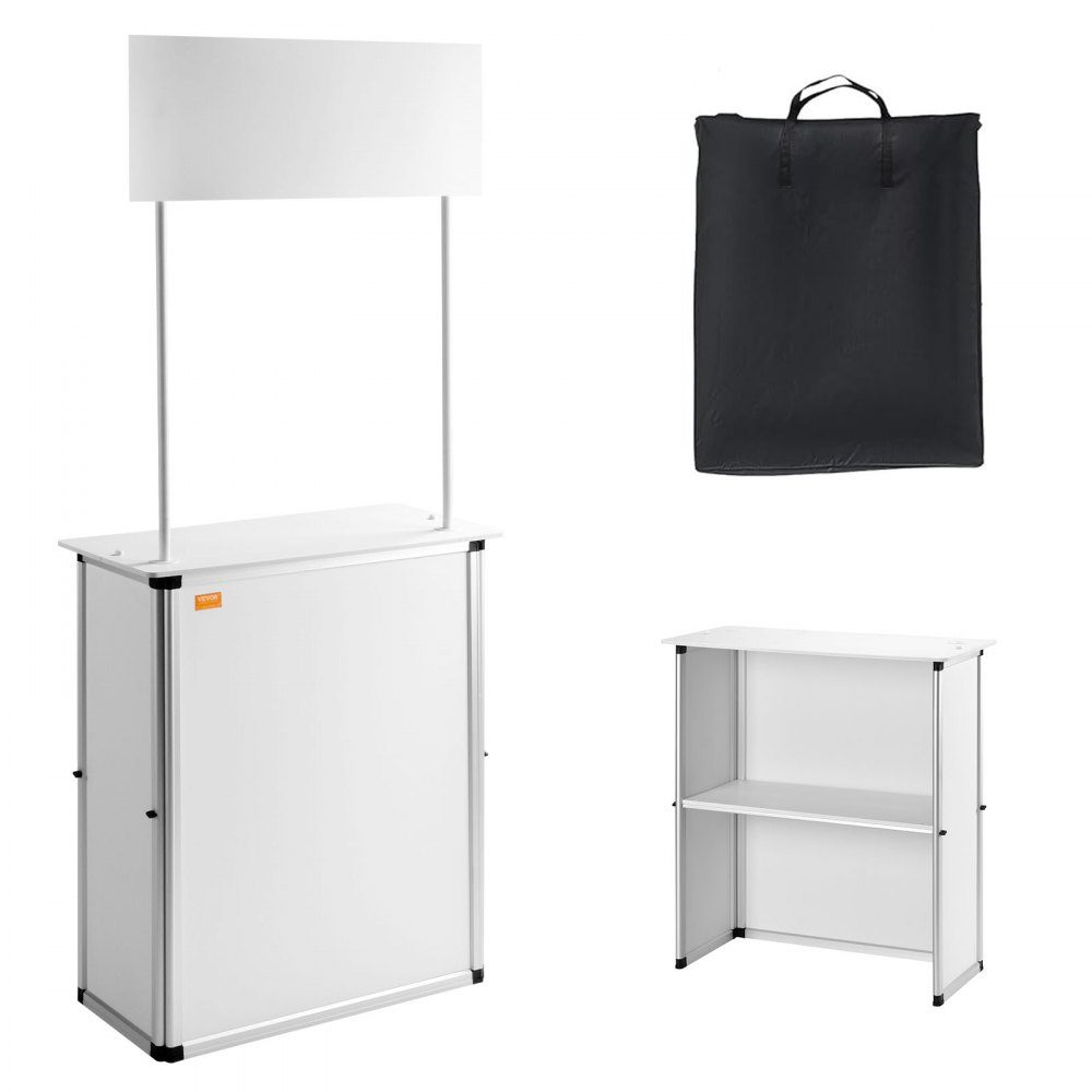 Tragbare Messetheke, Messetheke, 78,5 x 38 x 181,5 cm, Messestand, Ausstellungsthekenständer, faltbarer Promotion-Einzelhandels-Stehtisch, Empfangsmesseständer mit Ablagefach, Tragetasche